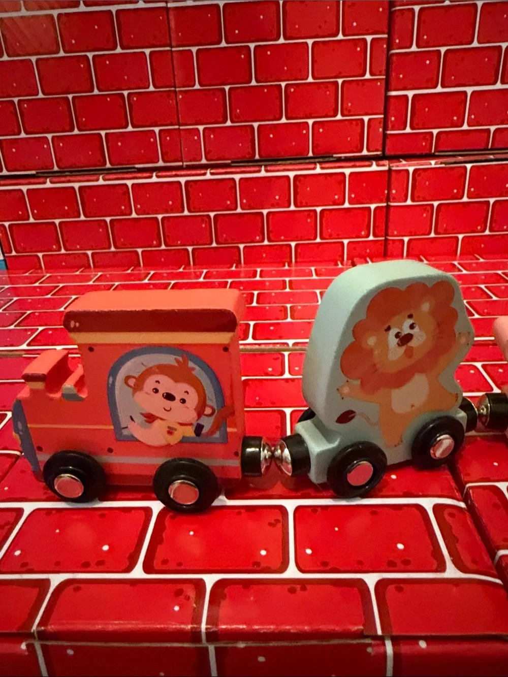 11 Piece Wooden Numbered Animal Magnetic Pull-Along Train - Multicolor